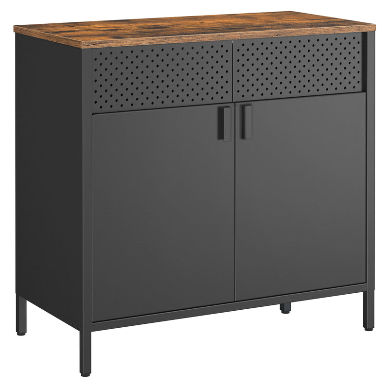 Sideboard, kitchen cupboard, double door cabinet, adjustable floor, steel rack, industrial style multi-functional