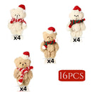 8-32pcs Christmas Mini Teddy Bears Bulk Xmas Bear Plush Dolls Tiny Soft Bear Dolls Party Favors for Christmas Tree Decorations