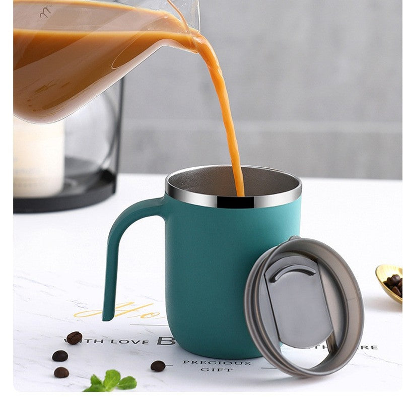 Stainless steel coffee mug Metal drinking mugs Double wall beer cup SUS 304 thermal water wine cups with lid for office home