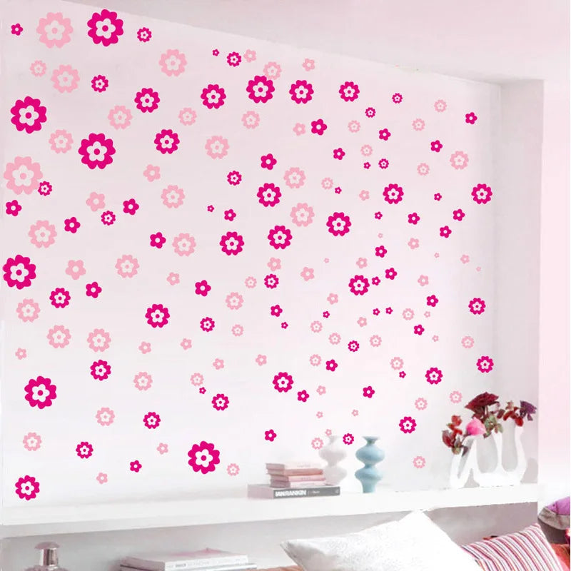 108pcs Flowers DIY Wall Decals for Kids Rooms Baby Bedroom Wall Stickers Living Room  Art Decals Home Decoration Furniture Stick