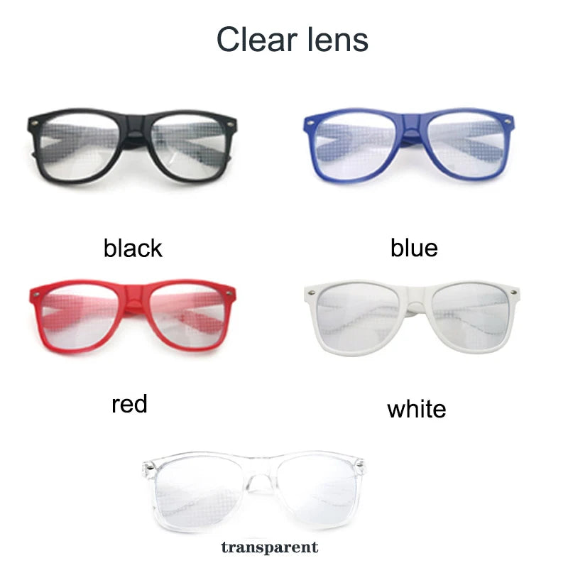3D Prism Effect Diffraction Glasses Women Sunglasses Rectangle Rainbow Kaleidoscope Festival Style Rave Eyewear Clear/Gray lens