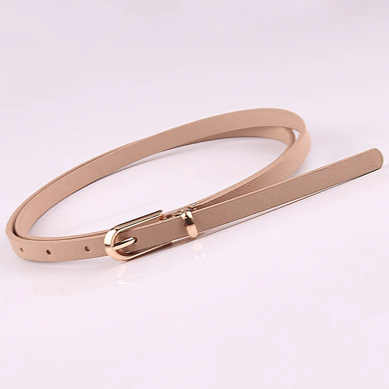 New Women Belts Adjustable PU Leather Thin Belt for Girls Gold Buckle Strap Dress Trousers Designer Waistband Skinny Waist Belt