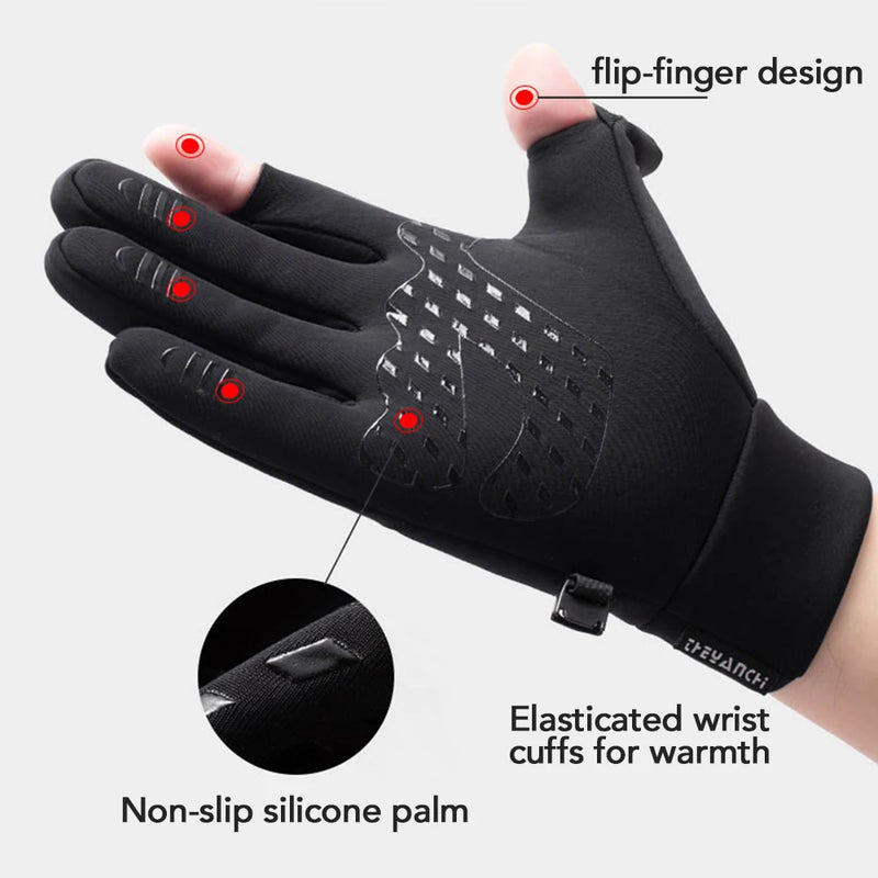 Winter Fishing Gloves 2 Finger Flip Waterproof Winter Gloves Windproof Photograph Men Women Warm Protection Fish Angling Gloves