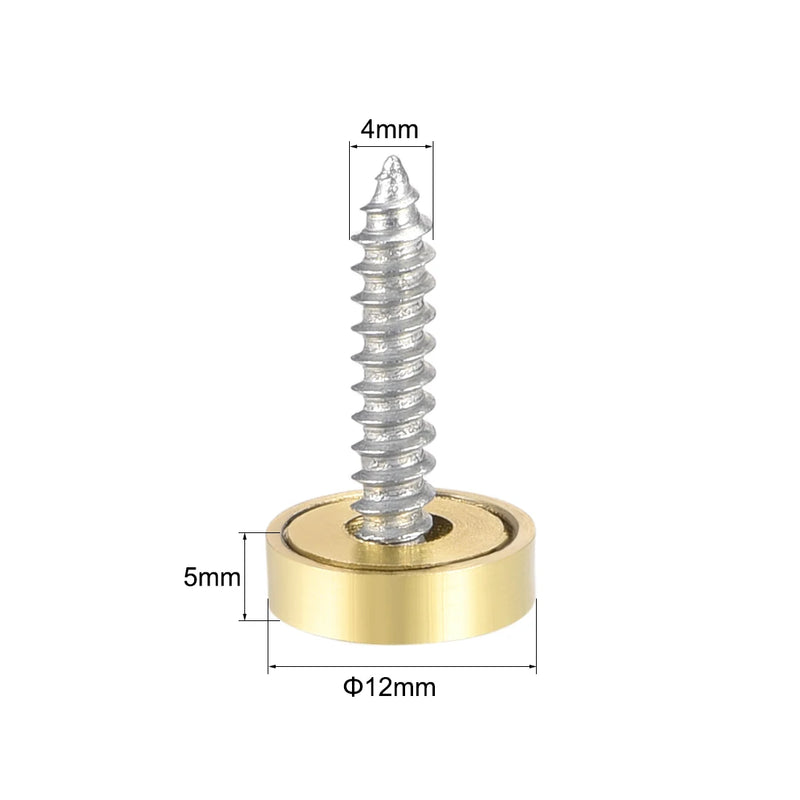 Uxcell 2/4/8pcs 10/12/14/18/22/25mm Mirror Screws Decorative Cap Cover Nails Polished Gold Silver