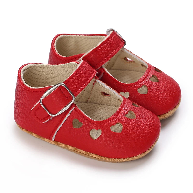 Spring and Autumn New Newborn Girl Infant Anti slip Walking Shoes, Girl Baby Red Comfortable Rubber Sole Bow Shoes Walking Shoes