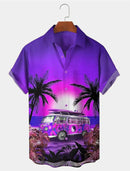 Men's Shirt Summer Hawaiian Shirt Graphic Prints Palm Tree Turndown Outdoor Street Short Sleeves Button-Down Print Clothing