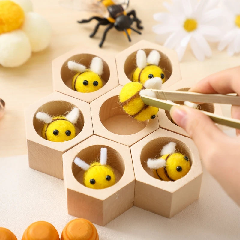 Wooden Puzzle Bee Toys Montessori Toys for Baby Fine Motor Skill Toy Baby 0 12 Months Matching Games Early Educational Toys Gift