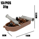 City Creativity Medieval Sailboats Drifting Raft Pirate Gunboat Desktop Ornaments Assemble Building Blocks Bricks Toys Gift