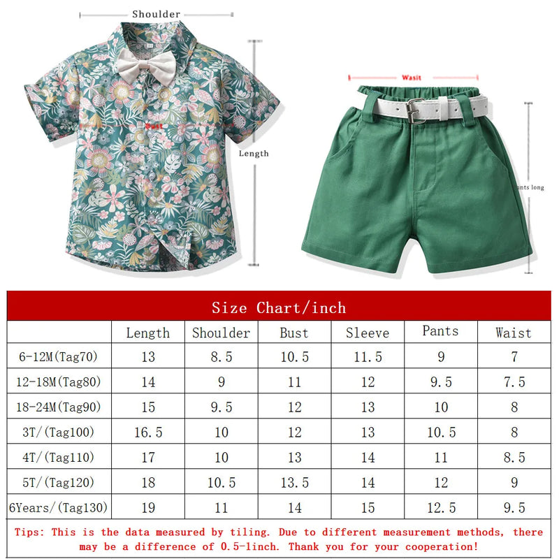 Boy Shirt Shorts Sets Summer Boy Ceremony Shorts Lapel Short Sleeved Shirt Bow Tie Shorts Elegant Boys Clothes Child Dress Set