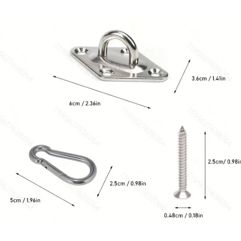 2Pcs Heavy-Duty Wall/Ceiling Mount Hooks - Stainless Steel Swing Chair Brackets with Eye Plate for Secure Installations