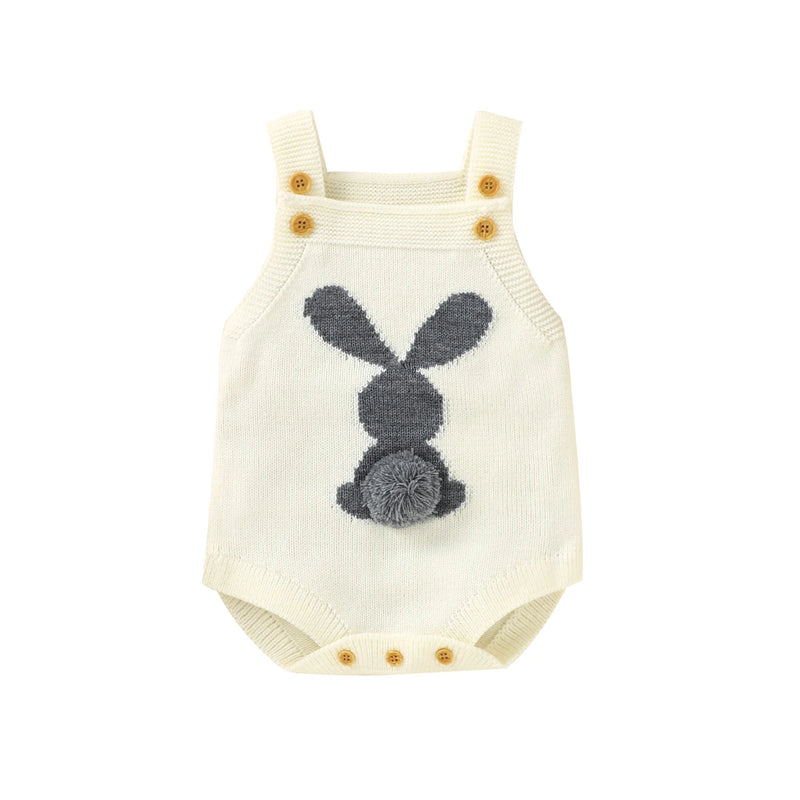 Spring Baby Bodysuits Clothes Cute Rabbit Knitted Newborn Boys Girls Strap Onesie Coveralls 0-18m Infant Easter Clothes Outfits