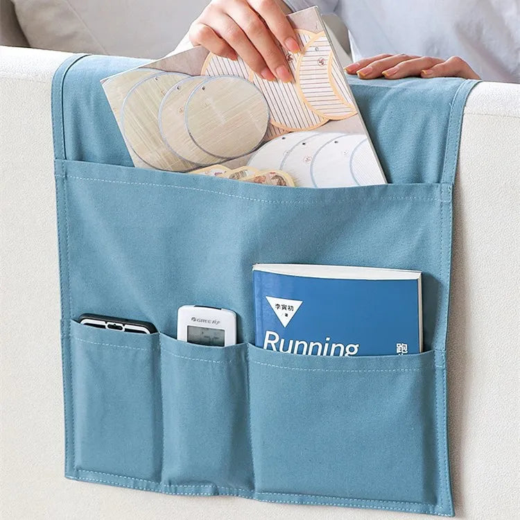 Sofa Armrest Organizer With 4 Pockets Armchair Hanging Storage Bag for TV Remote Control Cellphone Books Storage Pouch