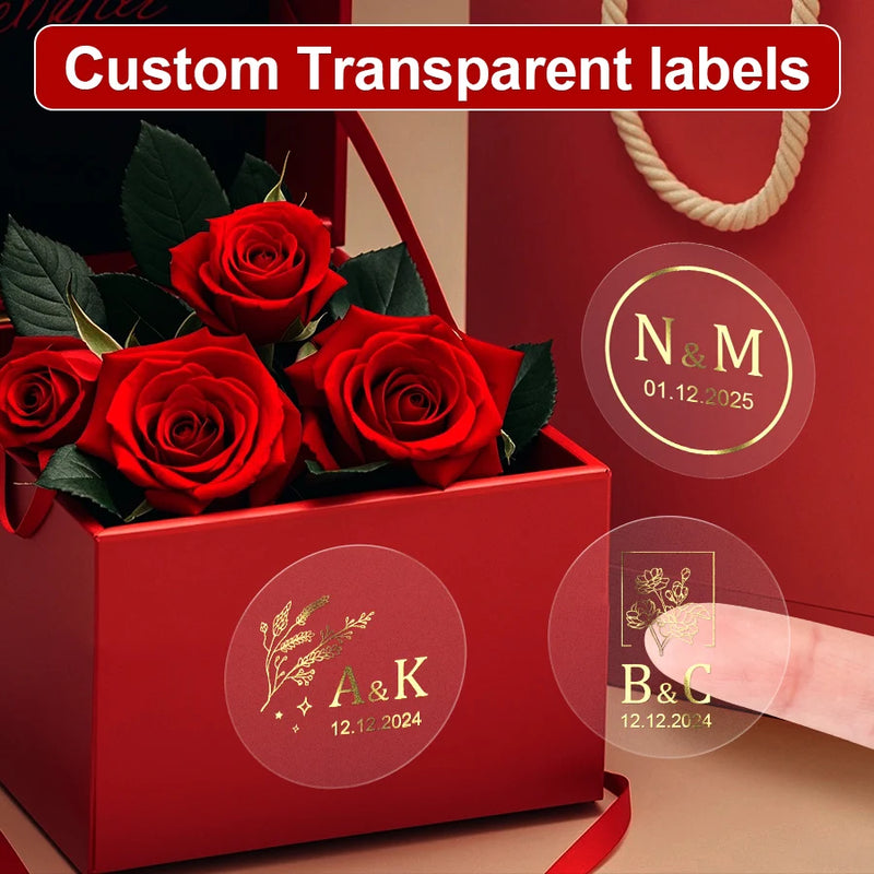 Custom Gold Foil Stickers Wedding nvitation card gift box Personalized Round logo Bridal Party Decoration Hebrew Minor Language