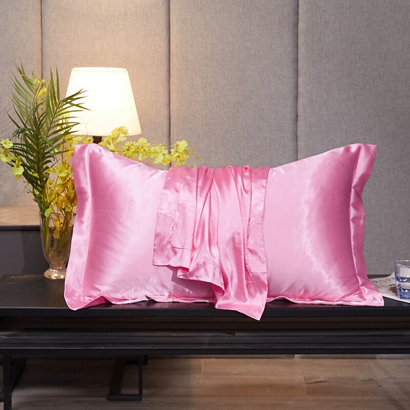 48x74cm Pillowcase Artificial Silk Pillow Cover Solid Color Smooth Satin Pillows Covers for Bedding Sleeping Pillowcases 1/2 pcs