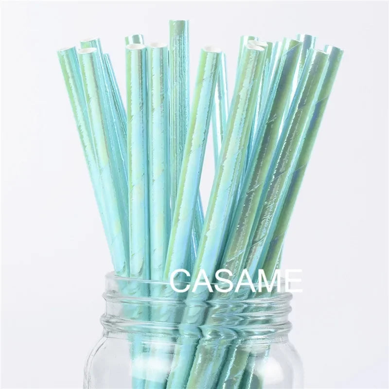 25 pcs lridescent Straws carnaval Party Wedding Decoration Kids Birthday Baby Shower Christmas Frozen Supplies party