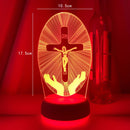Jesus Cross 3D LED Night Light for Friends Xmas Easter Room Decor Gifts Crucifix Optical Illusion Desk Table Lamp Nightlight