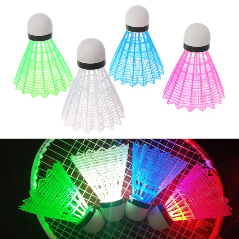 4 Pcs Outdoor LED Badminton Shuttlecocks Lighting Birdies Shuttlecock Exercise Glowing Badminton for Sports Training Balls