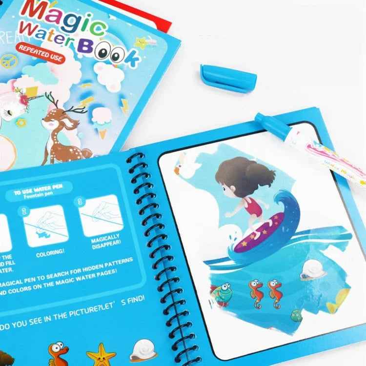 Reusable Magic Water Drawing Book Sensory Early Education Coloring Book Perfect Educational Toys for Kids Ideal Birthday Gift