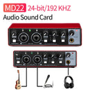 MD22 Recording Sound Card 48V Phantom Power USB Audio Interface 24-bit/192 KHZ for Audio Equipment Guitar