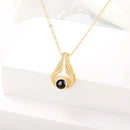 Custom Color Photo Projection Wings Water Drop Pendant Necklace Stainless Steel Chain Valentine's Day Gift For Girlfriend Party