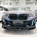 Front Bumper Spoiler Lip For BMW F97 X3M F98 X4M 2022 2023 2024 Carbon Fiber Look/Gloss Black Lower Body Protector Splitter Kit