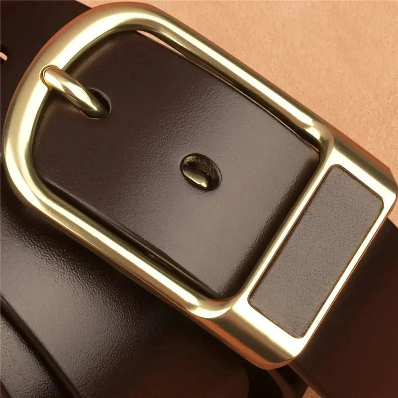 Genuine Leather For Men's High Quality Buckle Jeans Cowskin Casual Belts Business Cowboy Waistband Male Fashion Designer 2022New