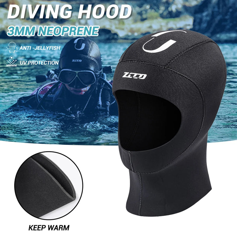 Underwater Fishing Equipment 3MM Neoprene Swimming Caps Kitesurf Windsurf Hats Hunting Snorkeling Scuba Pool Diving Swimming Cap