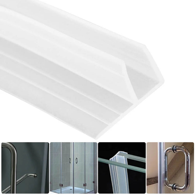 2m F Shape Bath Strip Shower Screen Door Seal Strip For Glass 6mm Seal Gap Transparent Rubber Oil Stains Bathtubs