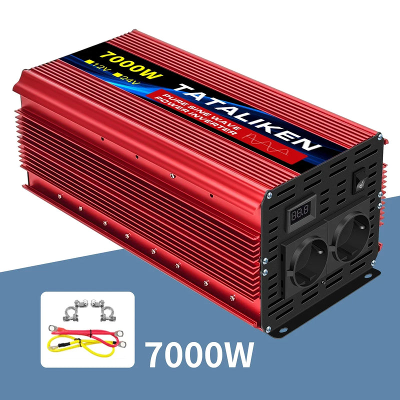 1000W-10000W Inverter 12V/24V 220V Pure Sine Wave Converter Solar Inverters With LED EU Socket