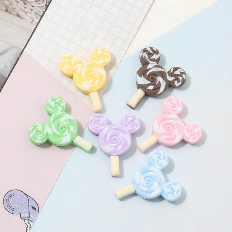 10 Pcs New Kawaii MiniCute Lollipop Resin DIY Mobile Phone Case Beauty Material Bag Hair aAcessories Craft  A63