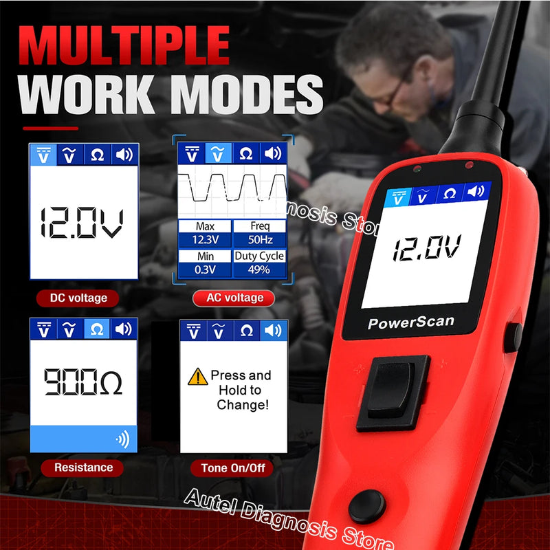 Autel PowerScan PS100 Automotive Circuit Tester Power Circuit Probe Kit Built-in Flashlight Electrical System Diagnostic Tool