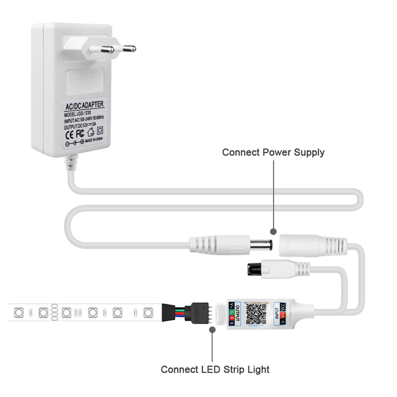DC12V 4 Pin Bluetooth APP RGB LED Controller With 24 key IR Remote control or Bluetooth APP For DC12V 4 Pin RGB LED strip light