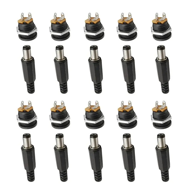 10Pcs DC Connectors 5.5x2.1mm 3.5x1.3mm DC Power Plug Male Female Jack Socket Nut Panel Mount DC Power Adapter Connector 5.5*2.1