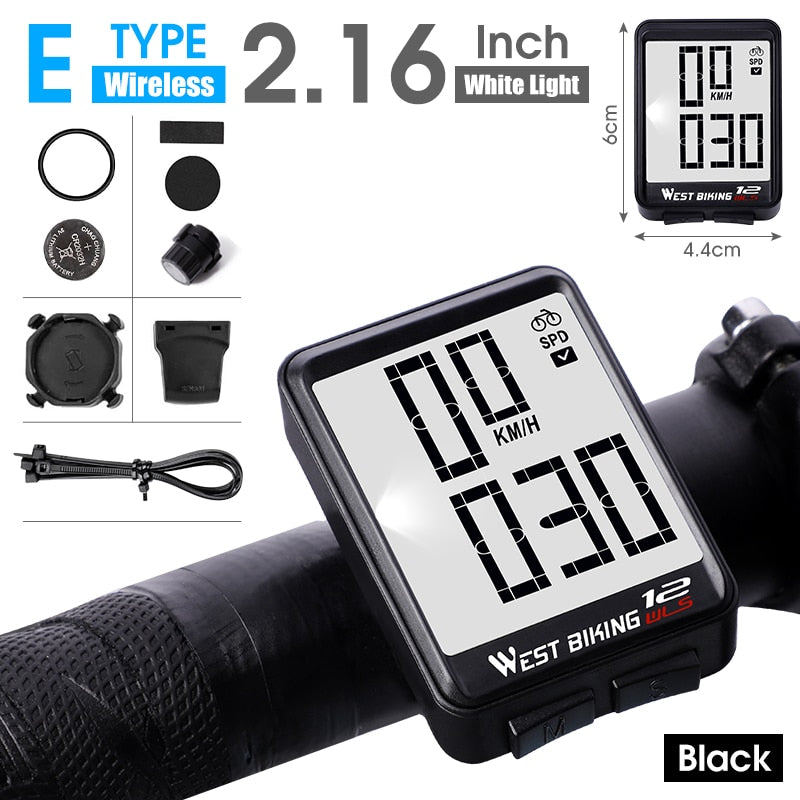 WEST BIKING Wireless Bicycle Computer Backlight Waterproof Cycling Speedometer Mechanical Magnet Speed Sensor Bike Odometer