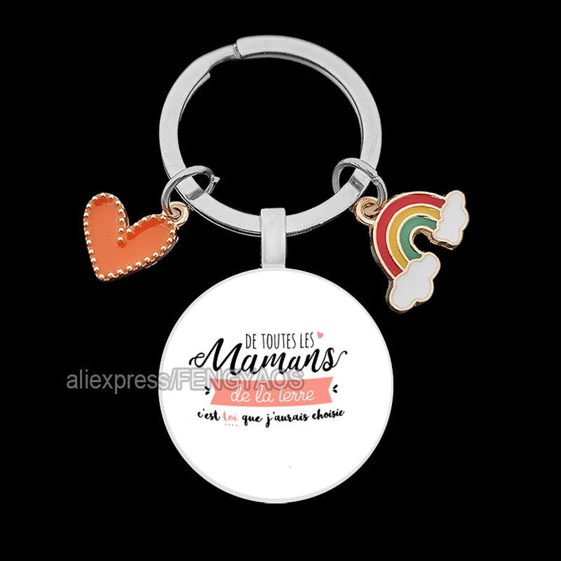 French Mother Keychains Lovely Mom Keychain for Thanksgiving Gift for Mom Cute Gift In French