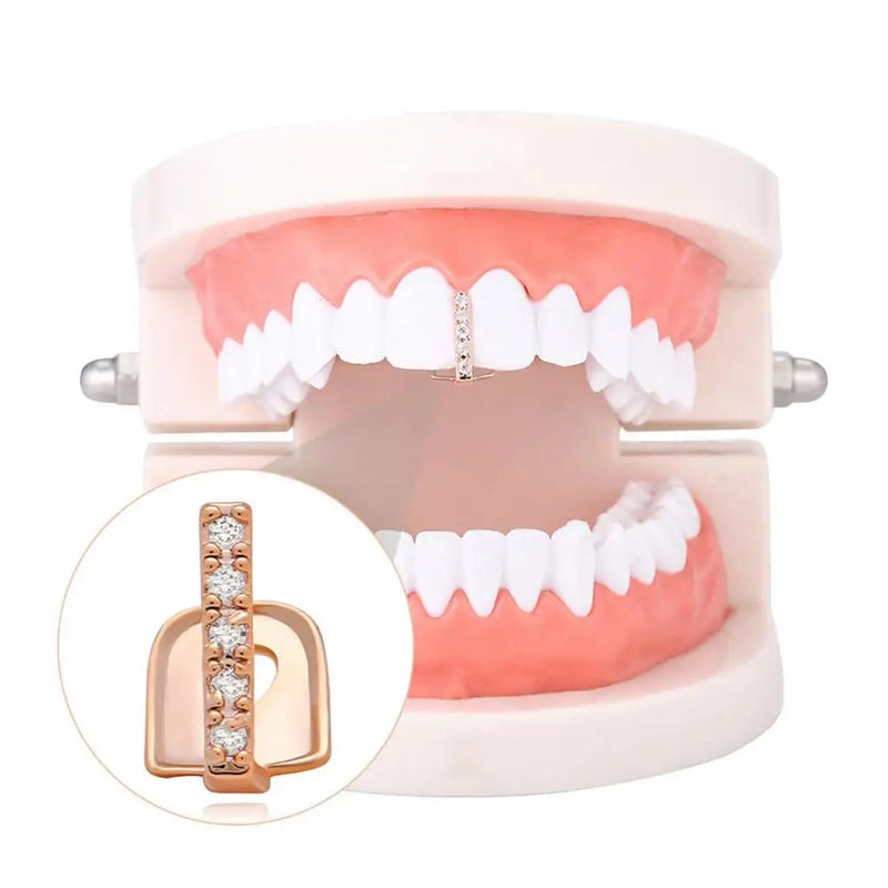 Hip Hop Braces Gold Silver Plated Half Pointed Teeth and Solid Bottom Braces Jewelry Tooth Cap Halloween Denture