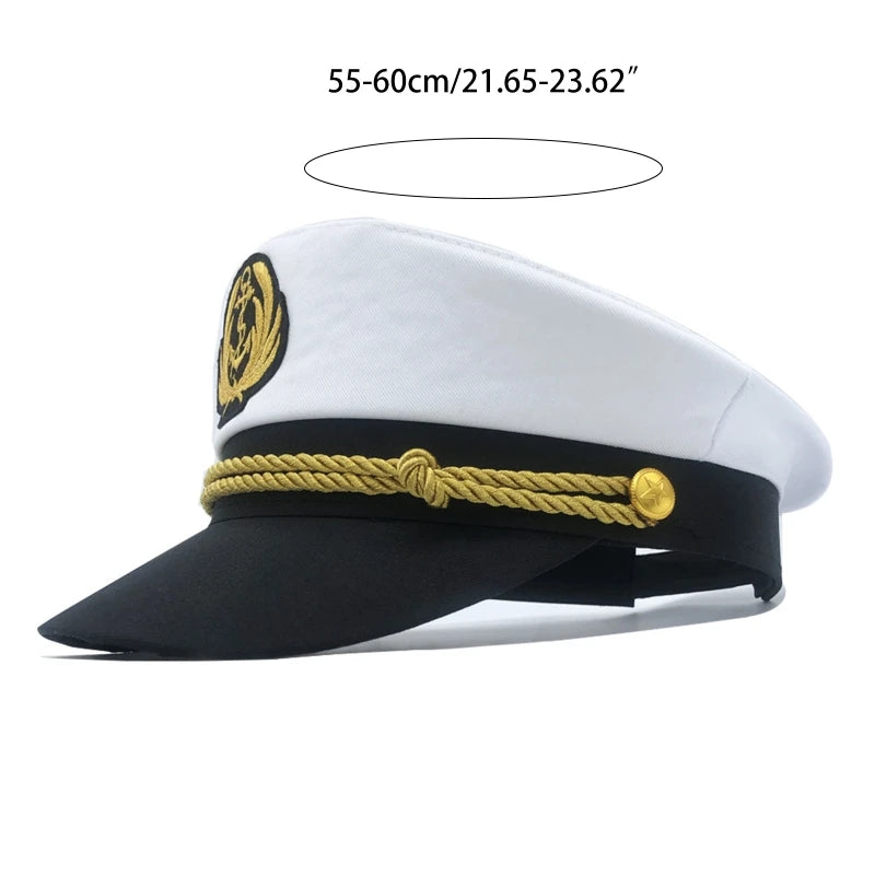 Yacht Captain Hat Navy Marine Hat Adjustable Sailor Captain Costume Men Boat Navy Hat for Adult Kid Men Women