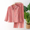 Autumn Long Sleeve Sleepwear Women's Cotton Yarn-dyed Jacquard Ethnic Style Print Pajamas for Women 2 Pieces Outfit Loungewear