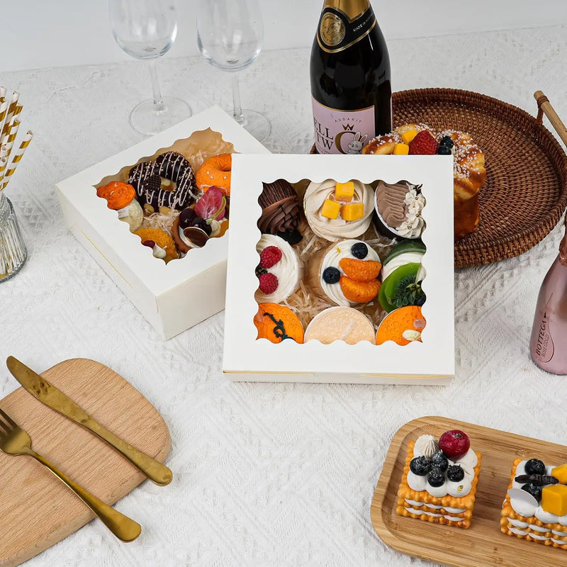 Multi pcs Cookie Boxes with Window White Treat Boxes Pie Boxes Pastry Boxes for Donuts, Chocolate Strawberries Birthday Party