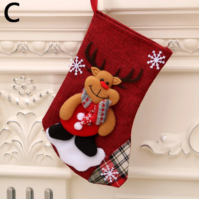 Christmas Stockings Socks Santa Snowman Hanging Xmas Tree Ornaments Christmas Decor for Home New Year Navidad Candy Gift Bags