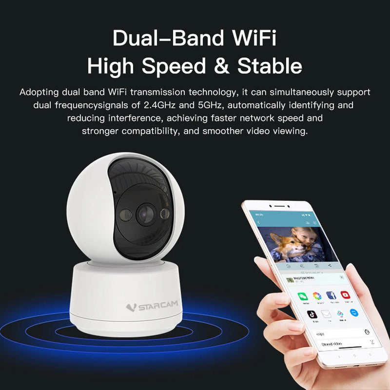 Vstarcam 5MP Home IP Camera Smart Video Camera With AI Humanoid Detection 5Ghz Wifi Full Color Night Vision Child safety Camera