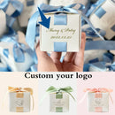 Custom Logo Wedding Favors Gift Box With Ribbon Candy Boxes For Christening Baby Shower Birthday Event Party Supplies