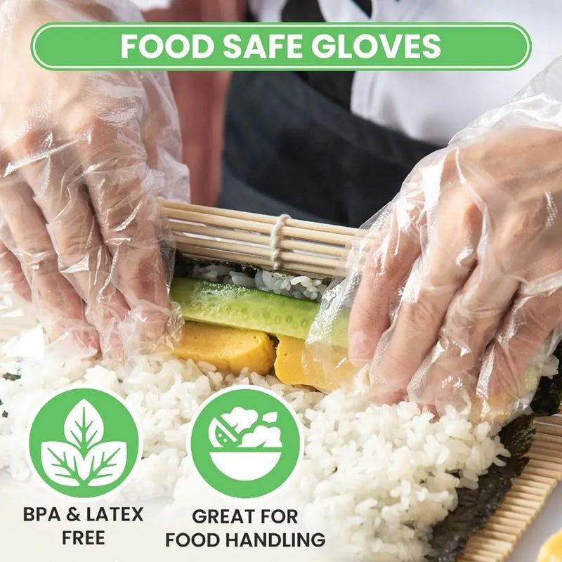 100Pcs Latex Free Gloves TPE Disposable Gloves Transparent Non-Slip Acid Work Safety Food Grade Household Cleaning Gloves