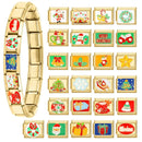 FUNIQUE Romantic Christmas Tree Snowman Sleigh Garland Italian Charm Links Fit 9mm Bracelet Stainless Steel DIY Jewelry Making