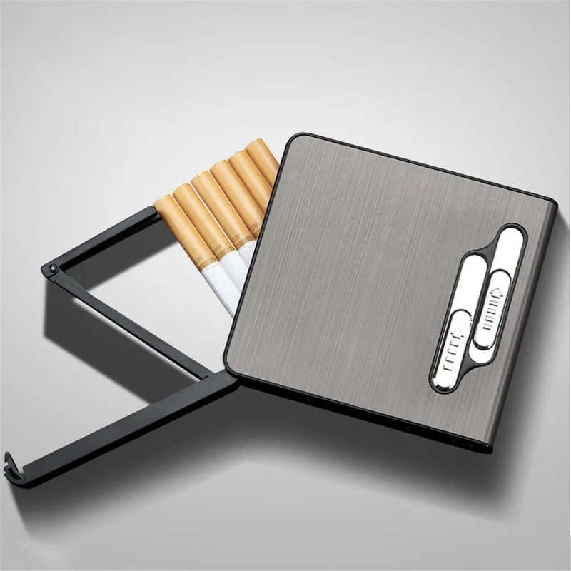 10pcs 20 Large-capacity Cigarettes USB Rechargeable Cigarette Case Lighter Double Arc Moisture-proof Lighter Gift for Men