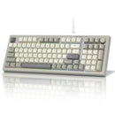 WOMIER Retro Grey DK98 Wired Gaming Keyboard Silent Membrane Key with Volume Knob Anti-Ghosting Splash-Proof for PC Laptop Gamer