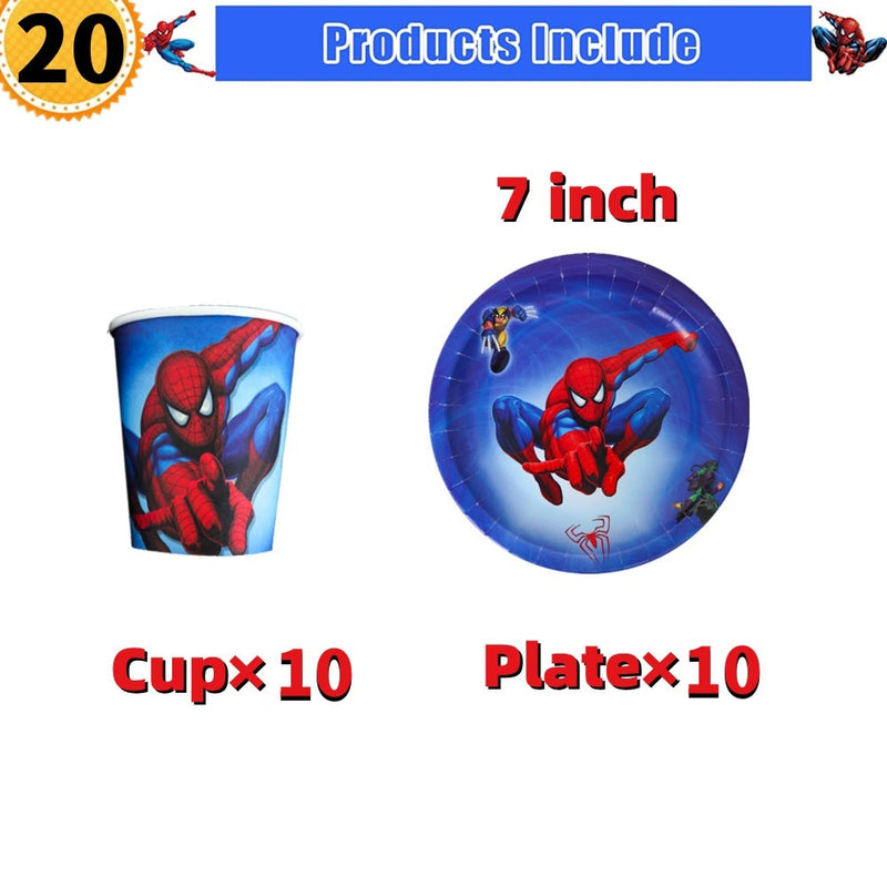 10/20 people Spiderman Theme Birthday Party Decorations Set Paper Cup 7inch Plate Superhero Baby Shower Kids Boys Party Supplies