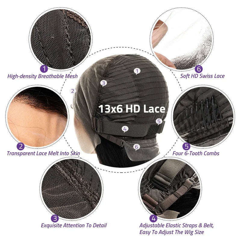 Bone Straight 13x6 HD Lace Frontal Human Hair Wig 5x5 Brazilian Glueless Ready To Wear Pre Cut Lace Closure Wigs for Black Women