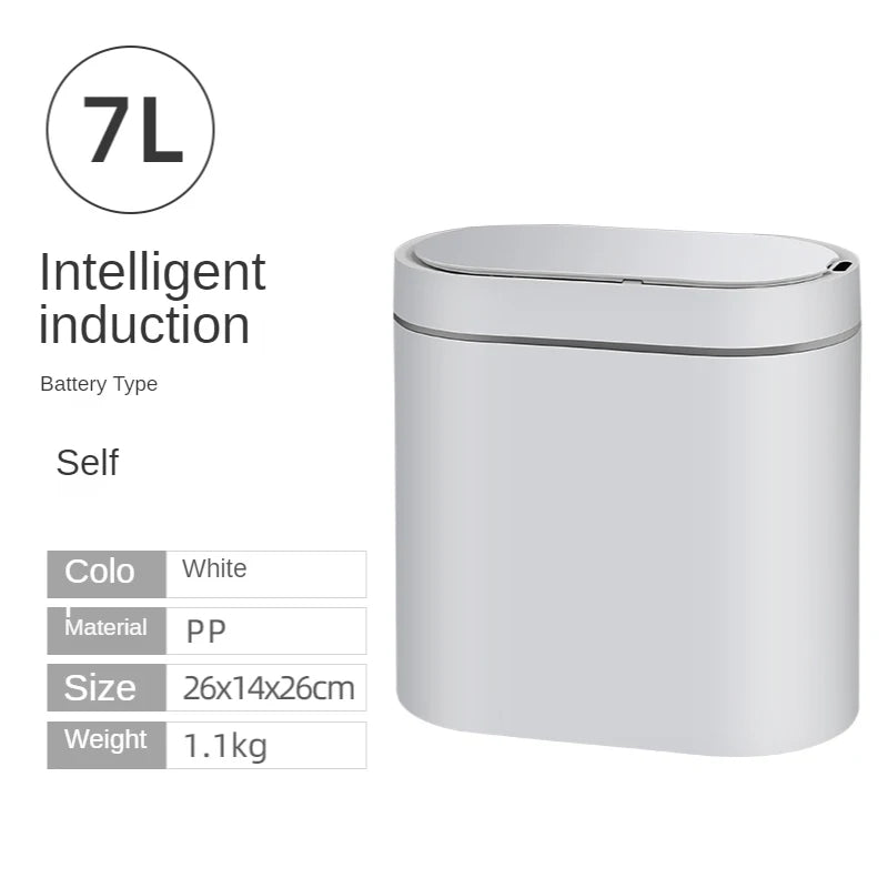 7L Smart Induction Trash Can Automatic Intelligent Sensor Dustbin Electric Touch Trash Bin for Kitchen Bathroom Bedroom Trash