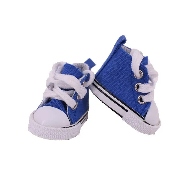 5Cm Doll Canvas Shoes Lace-up High-top Sneaker For 14inch Wellie Wisher Doll Toy 1/6 Bjd Paola 20Cm K-pop Cotton Doll Clothes